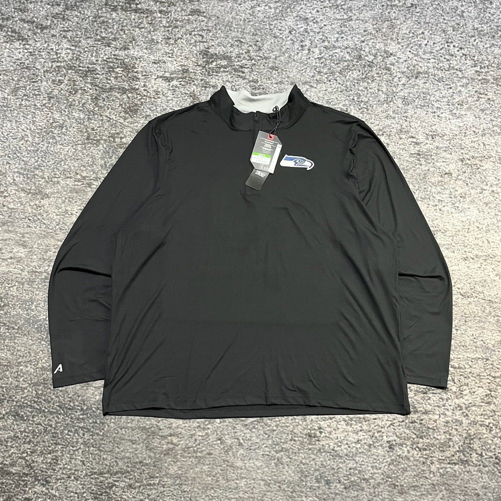 NEW Seattle Seahawks Long Sleeve Mens XXL Gray 1/4 Zip Pullover Antigua NFL